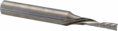 Accupro - 1/8" Cutting Diam x 1/2" Length of Cut, 1 Flute, Downcut Spiral Router Bit - Uncoated, Left Hand Cut, Solid Carbide, 2" OAL x 1/4" Shank Diam, Single Edge, 21° Helix Angle - Benchmark Tooling