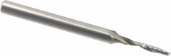 Accupro - 3mm Cutting Diam x 18mm Length of Cut, 1 Flute, Upcut Spiral Router Bit - Uncoated, Right Hand Cut, Solid Carbide, 75mm OAL x 6mm Shank Diam, Single Edge, 21° Helix Angle - Benchmark Tooling