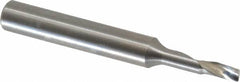 Accupro - 1/8" Cutting Diam x 1/4" Length of Cut, 1 Flute, Upcut Spiral Router Bit - Uncoated, Right Hand Cut, Solid Carbide, 2" OAL x 1/4" Shank Diam, Single Edge, 21° Helix Angle - Benchmark Tooling