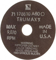 Tru-Maxx - 4" 60 Grit Aluminum Oxide Cutoff Wheel - 1/32" Thick, 3/4" Arbor, 9,070 Max RPM, Use with Stationary Tools - Benchmark Tooling