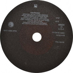 Tru-Maxx - 10" 60 Grit Aluminum Oxide Cutoff Wheel - 1/16" Thick, 1-1/4" Arbor, 3,629 Max RPM, Use with Stationary Tools - Benchmark Tooling