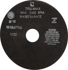 Tru-Maxx - 7" 60 Grit Aluminum Oxide Cutoff Wheel - 1/32" Thick, 1-1/4" Arbor, 5,184 Max RPM, Use with Stationary Tools - Benchmark Tooling