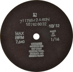 Tru-Maxx - 6" 60 Grit Aluminum Oxide Cutoff Wheel - 1/16" Thick, 1/2" Arbor, 6,048 Max RPM, Use with Stationary Tools - Benchmark Tooling