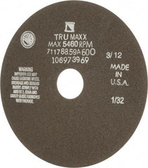 Tru-Maxx - 7" 60 Grit Aluminum Oxide Cutoff Wheel - 1/32" Thick, 1-1/4" Arbor, 5,184 Max RPM, Use with Stationary Tools - Benchmark Tooling