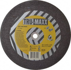 Tru-Maxx - 10" 36 Grit Aluminum Oxide Cutoff Wheel - 3/32" Thick, 5/8" Arbor, 6,112 Max RPM, Use with Stationary Tools - Benchmark Tooling