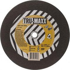 Tru-Maxx - 14" 36 Grit Aluminum Oxide Cutoff Wheel - 3/32" Thick, 1" Arbor, 4,365 Max RPM, Use with Chop Saws - Benchmark Tooling