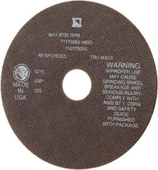 Tru-Maxx - 7" 60 Grit Aluminum Oxide Cutoff Wheel - 0.035" Thick, 1-1/4" Arbor, 8,731 Max RPM, Use with Stationary Tools - Benchmark Tooling