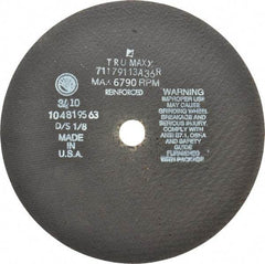 Tru-Maxx - 9" 36 Grit Aluminum Oxide Cutoff Wheel - 1/8" Thick, 7/8" Arbor, 6,791 Max RPM, Use with Angle Grinders - Benchmark Tooling