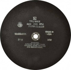 Tru-Maxx - 10" 46 Grit Aluminum Oxide Cutoff Wheel - 3/32" Thick, 5/8" Arbor, 3,629 Max RPM, Use with Stationary Tools - Benchmark Tooling