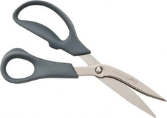 Clauss - 3-1/4" LOC, 8" OAL Titanium Standard Shears - Right Hand, Serrated, Glass Filled Nylon Offset Handle, For General Purpose Use - Benchmark Tooling