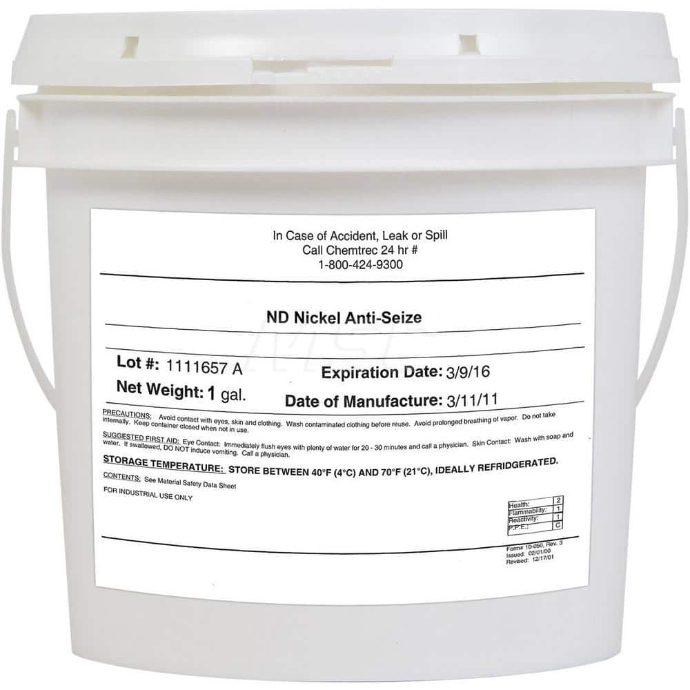 Anti-Seize Anti-Seize Lubricant: 1 gal Bucket Nickel Base, -65 to 2,600 ° F, Nickel, Water-Resistant