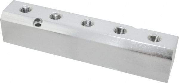 Coilhose Pneumatics - 1/2" Inlet, 1/4" Outlet Manifold - 7-1/2" Long x 1.58" Wide x 1.58" High, 0.235" Mount Hole, 2 Inlet Ports, 5 Outlet Ports - Benchmark Tooling