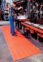 Anti-Fatigue Mat: 720″ Length, 48″ Wide, 3/8″ Thick, Nitrile Rubber, Beveled Edge, Heavy-Duty Raised Knob Surface, Black, Dry & Wet