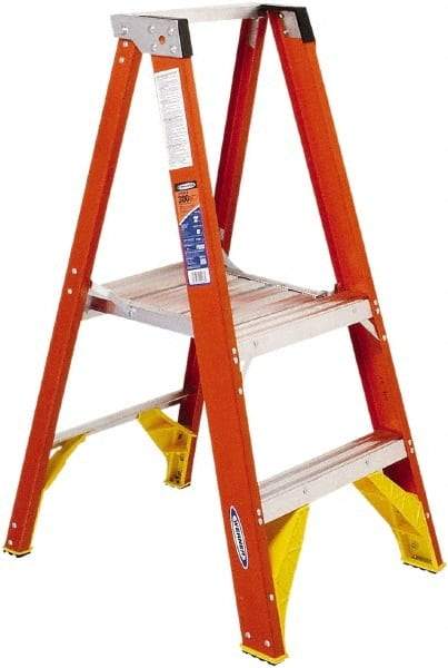 Werner - 48" 2 Step Ladder - 300 Lb Capacity, 24" Platform Height, 23-1/2" Base Width x 29-3/4" Depth - Benchmark Tooling