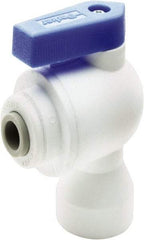 Parker - 3/8" Pipe, Full Port, Polypropylene Valve Female Elbow Ball Valve - Bi-Directional, Push-to-Connect x FNPT Ends, Wedge Handle, 150 WOG - Benchmark Tooling
