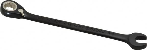 Proto - 3/8" 12 Point Combination Wrench - 15° Head Angle, 6-1/4" OAL, Steel, Black Chrome Finish - Benchmark Tooling