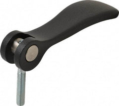 KIPP - #10-32, 0.71" Hub Diam, Black Powder Coat Cast Aluminum Adjustable Clamping Handle - 0.78" Stud Length - Benchmark Tooling