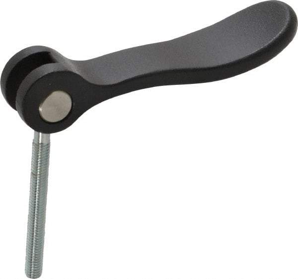 KIPP - #10-32, 0.71" Hub Diam, Black Powder Coat Cast Aluminum Adjustable Clamping Handle - 1.57" Stud Length - Benchmark Tooling