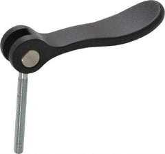 KIPP - #10-32, 0.71" Hub Diam, Black Powder Coat Cast Aluminum Adjustable Clamping Handle - 1.57" Stud Length - Benchmark Tooling