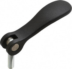 KIPP - 1/4-20, 0.71" Hub Diam, Black Powder Coat Cast Aluminum Adjustable Clamping Handle - 0.78" Stud Length - Benchmark Tooling