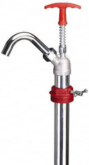 PRO-LUBE - Oil Lubrication 0.04 Strokes/oz Flow Steel & Cast Iron Lever Hand Pump - For 55 Gal Container, Use with High Viscosity Petroleum Based Media & Lacquer Thinner, Do Not Use with Corrosive Media, Gasoline & Water-Based Media - Benchmark Tooling