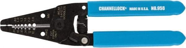 Channellock - 7" OAL, 20-10 AWG Capacity, Wire Stripper & Cutter - Plastic Cushion Handle - Benchmark Tooling