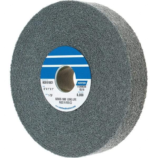 Norton - 6" Diam, 1" Face Width, 1" Center Hole, Fine Grade, Silicon Carbide Deburring Wheel - Convolute, Density 7 Grade - Benchmark Tooling