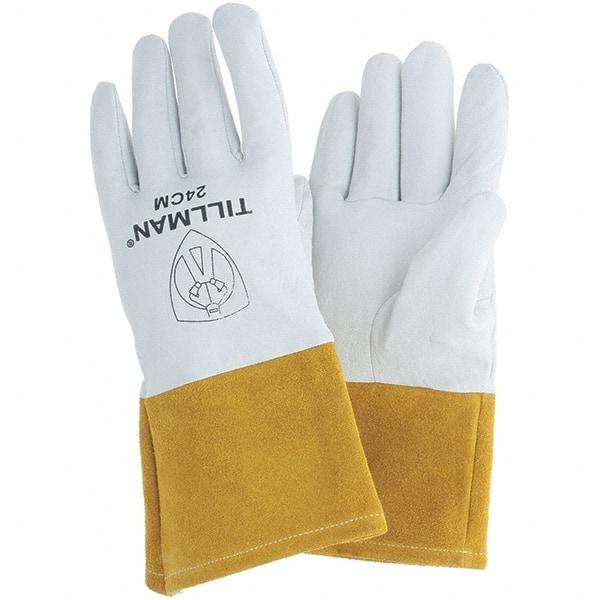 TILLMAN - Welder's & Heat Protective Gloves - 4"CFF PRL/GLD MED 1/PR TOPGRAIN KIDSKIN TIG GLVS - Benchmark Tooling