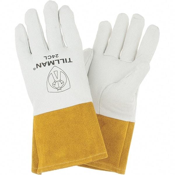 TILLMAN - Welder's & Heat Protective Gloves - 4"CFF PRL/GLD LRG 1/PR TOPGRAIN KIDSKIN TIG GLVS - Benchmark Tooling