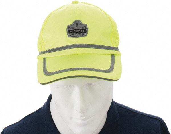 Ergodyne - Size Universal, General Purpose Baseball Cap - Lime Solid with Gray Stripe Pattern, Polyester - Benchmark Tooling