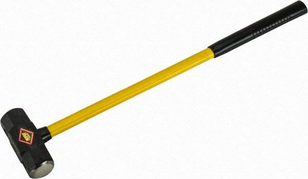 NUPLA - 8 Lb Head, 32" Long Sledge Hammer - Steel Head, 6-3/8" Long Head, Fiberglass Handle - Benchmark Tooling