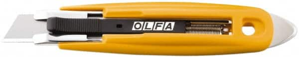 Olfa - Retractable Utility Knife - 2.84" High Carbon Tool Steel Blade, Yellow ABS Plastic/Stainless Steel Handle, 1 Blade Included - Benchmark Tooling