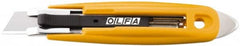 Olfa - Retractable Utility Knife - 2.84" High Carbon Tool Steel Blade, Yellow ABS Plastic/Stainless Steel Handle, 1 Blade Included - Benchmark Tooling