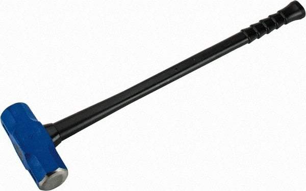 NUPLA - 16 Lb Head, 32" Long Soft Steel Safety Sledge Hammer - Steel Head, 2-5/8" Face Diam, 8-1/4" Long Head, Fiberglass Handle - Benchmark Tooling