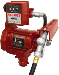 Tuthill - 20 GPM, 3/4" Hose Diam, AC Tank Pump with Manual Nozzle & 807C Meter - 1-1/4" Inlet, 3/4" Outlet, 115 Volts, 12' Hose Length, 1/3 hp - Benchmark Tooling