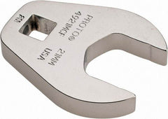 Proto - 21mm 3/8" Drive Chrome Crowfoot Wrench - 1-23/32" Head Diam x 1/4" Head Thickness, 2-3/32" OAL - Benchmark Tooling