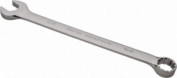 Proto - 15/16" 12 Point Combination Wrench - 15° Offset Angle, 12-7/8" OAL, Steel, Chrome Finish - Benchmark Tooling