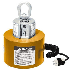 Walker - 2,400 Lb Load Capacity, Electric Powered Lift Magnet - 11-3/4" High, 9" Head/Holder Diam, For Use with Flats - Benchmark Tooling