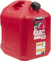 Made in USA - 5 Gal High Density Polyethylene Spill-Proof CARB Gas Can - 16" High x 10-3/4" Diam, Red - Benchmark Tooling