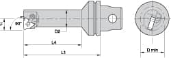 Kennametal - Insert Style LT 16NL, 90mm Head Length, Left Hand Cut, Internal Modular Threading Cutting Unit Head - System Size KM32, 17mm Center to Cutting Edge, Series LT Threading - Benchmark Tooling