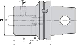 Kennametal - KM63XMZ Modular Connection, 0.7087" Inside Hole Diam, 3.1496" Projection, Whistle Notch Adapter - Through Coolant - Exact Industrial Supply