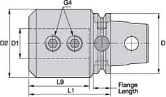 Kennametal - KM63UT Modular Connection, 0.7874" Inside Hole Diam, 3.1496" Projection, Whistle Notch Adapter - Through Coolant - Exact Industrial Supply