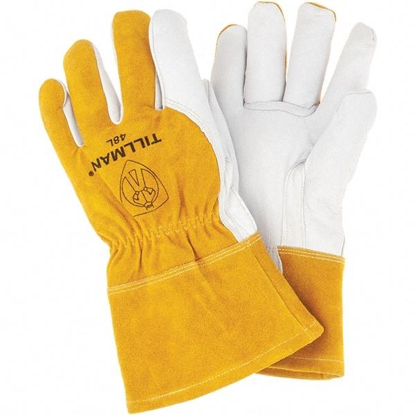 TILLMAN - Welder's & Heat Protective Gloves - MED WT GLD/WHT LRG 1PR COWHD/GOATSK MIG WELD GLV - Benchmark Tooling