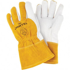 TILLMAN - Welder's & Heat Protective Gloves - MED WT GLD/WHT LRG 1PR COWHD/GOATSK MIG WELD GLV - Benchmark Tooling