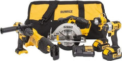 DeWALT - 12 Piece 20 Volt Cordless Tool Combination Kit - Includes 1/2" Hammerdrill, 1/4" Impact Driver, Reciprocating Saw, 6-1/2" Circular Saw & LED Worklight, Lithium-Ion Battery Included - Benchmark Tooling