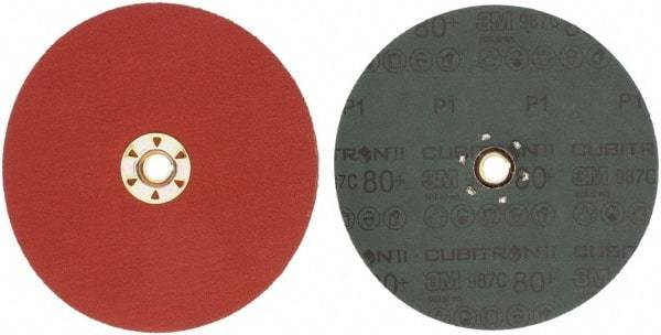 3M - 7" Diam 5/8-11 Threaded Hole 80 Grit Fiber Disc - Medium Grade, Ceramic, 8,600 Max RPM, Series 987C - Benchmark Tooling
