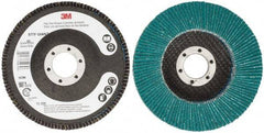 3M - 80 Grit, 4-1/2" Disc Diam, 7/8" Center Hole, Type 27 Zirconia Alumina Flap Disc - 13,300 Max RPM, Cloth Backing, Arbor Attaching System, Coated - Benchmark Tooling