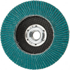 3M - 80 Grit, 4-1/2" Disc Diam, 5/8-11 Center Hole, Type 29 Zirconia Alumina Flap Disc - 13,300 Max RPM, Cloth Backing, Arbor Attaching System, Coated - Benchmark Tooling