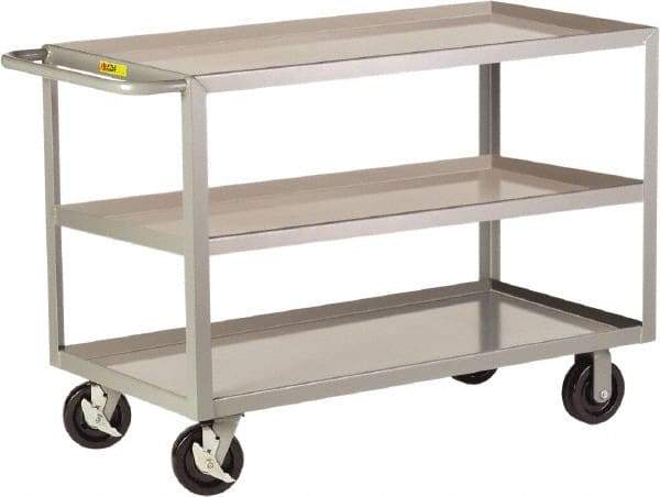 Little Giant - 3,600 Lb Capacity, 24" Wide x 53-1/2" Long x 36" High Shelf Cart - 3 Shelf, Steel - Benchmark Tooling