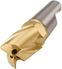 Seco - MM16 M06 Grade F40M Carbide End Milling Tip Insert - TiAlN/TiN Finish, 3 Flutes, 0.787" Cutting Diam, 0.59" Depth of Cut, 0.793" Extension, 0.197" Cnr Rad, 30° Helix - Benchmark Tooling